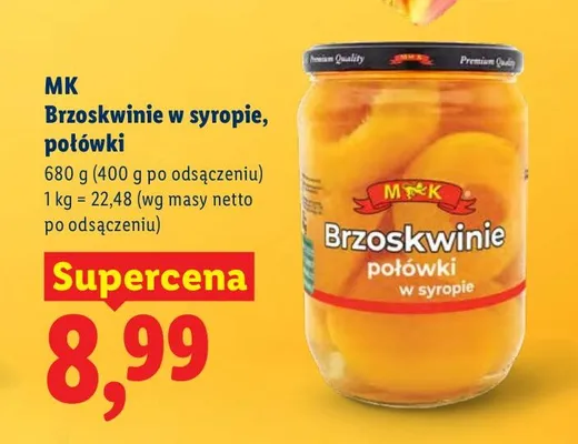 Brzoskwinie w syropie, połówki promocja w Lidl