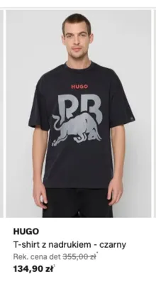 T-shirt HUGO z nadrukiem czarny promocja w Lounge by Zalando