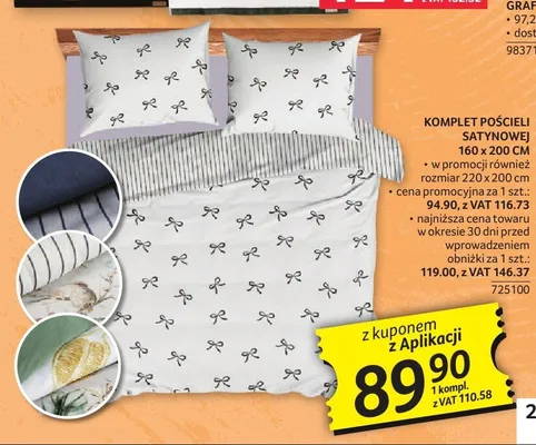 Komplet pościeli satynowej 160x200 cm promocja w Selgros