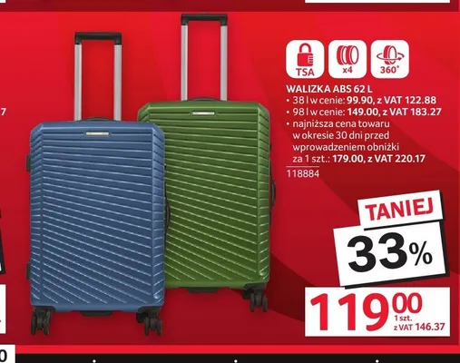 Walizka ABS 62l promocja w Selgros