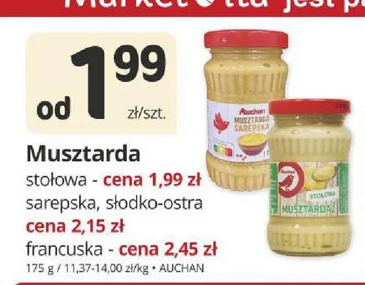 Musztarda słodko-ostra Auchan promocja w Marketvita