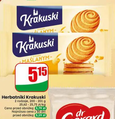 Herbatniki Krakuski o smaku maślanym promocja w Dino