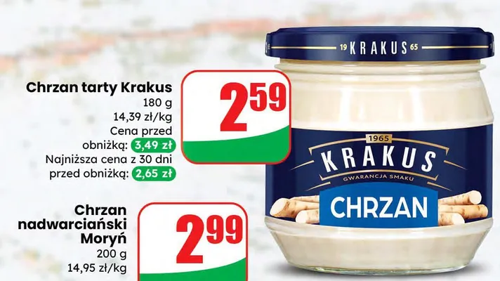 Chrzan tarty 180 g promocja w Dino
