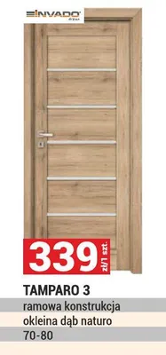 Drzwi Tamparo 3 ramowa konstrukcja okleina dąb naturo promocja w Merkury Market