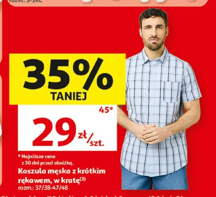 Koszula męska z krótkim rękawem w kratę Inextenso promocja w Auchan