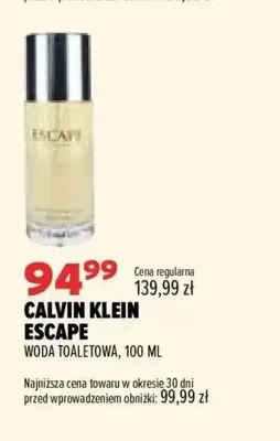Woda toaletowa Calvin Klein Escape promocja w Drogerie Natura