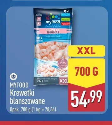 Krewetki blanszowane Myfood XXL promocja w Aldi