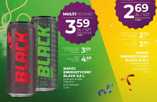 Napój energetyczny BLACK 0,5 L wybrane smaki promocja w Duży Ben