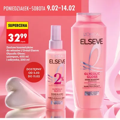 Zestaw kosmetyków do włosów Glycolic Gloss: szampon 400ml i odżywka 200ml promocja w Biedronka