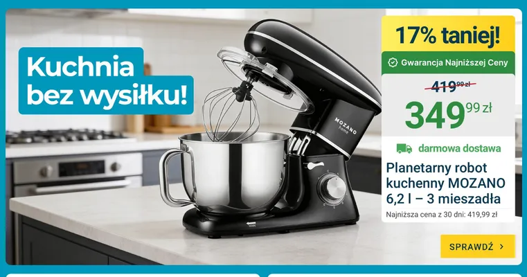 Planetarny robot kuchenny MOZANO 6,2 l 3 mieszadła promocja w ERLI