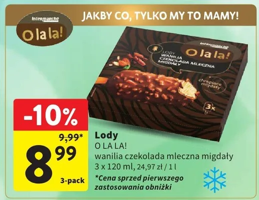 Lody O la la! wanilia czekolada mleczna migdały Intermarché promocja w Intermarche