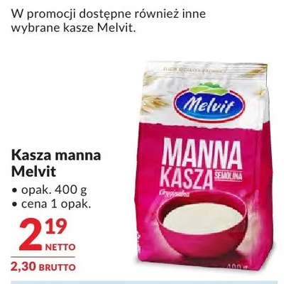 Kasza manna Melvit promocja w Makro