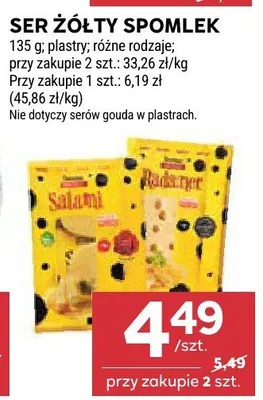 Ser żółty w plastrach Spomlek promocja w Stokrotka