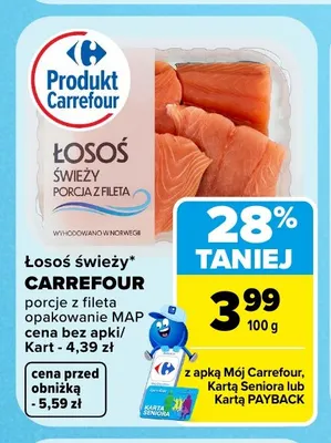 Łosoś świeży porcje z fileta Carrefour promocja w Carrefour
