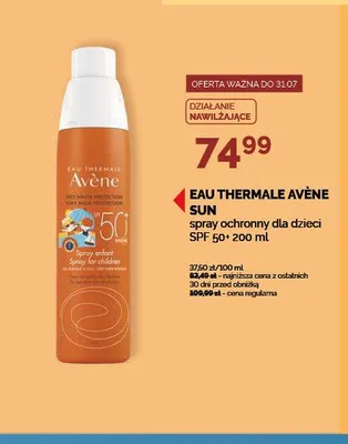 Spray ochronny dla dzieci Eau Thermale Avène Sun SPF 50+ promocja w Ziko Dermo