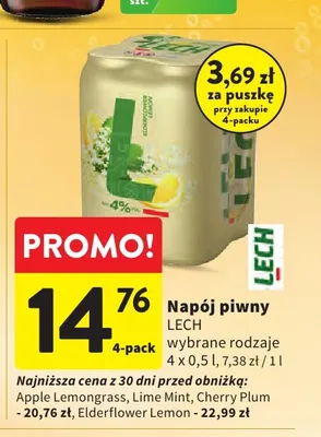Napój piwny Lech wybrane rodzaje promocja w Intermarche