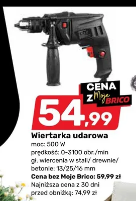 Wiertarka udarowa 500W 0-3100obr/min 13/25/16mm promocja w Bricomarche