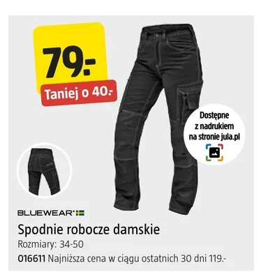 Spodnie robocze damskie Bluewear promocja w Jula