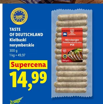 Kiełbaski norymberskie Taste of Deutschland promocja w Lidl