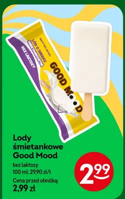 Lody śmietankowe Good Mood bez laktozy promocja w Żabka