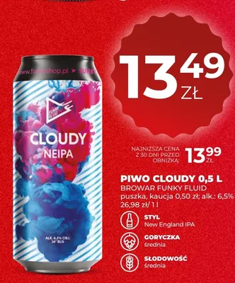 Piwo Cloudy Browar Funky Fluid promocja w Duży Ben