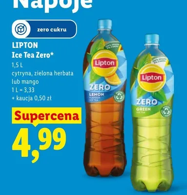 Herbata mrożona Lipton Ice Tea Zero cytrynowa promocja w Lidl