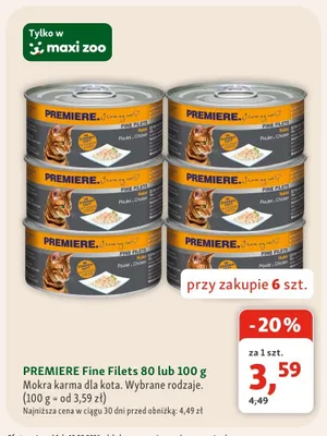 Mokra karma dla kota PREMIERE Fine Filets 80 g promocja w MAXI ZOO