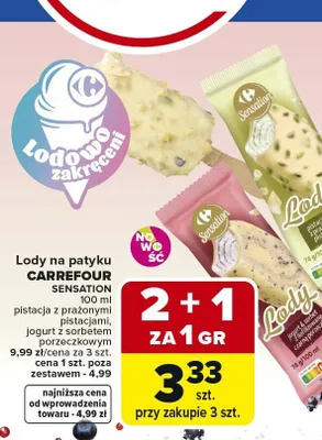 Lody na patyku CARREFOUR SENSATION promocja w Carrefour