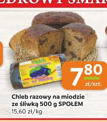 Chleb razowy na miodzie ze śliwką Społem promocja w Społem Częstochowa