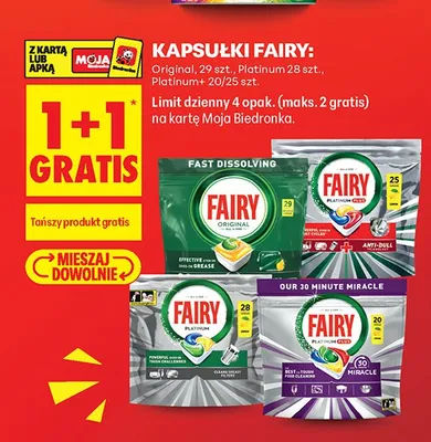 Kapsułki do zmywarki Fairy Platinum promocja w Biedronka