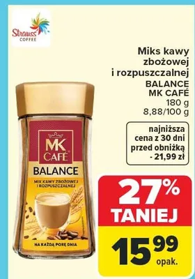 Miks kawy zbożowej i rozpuszczalnej Balance MK Cafe promocja w Carrefour