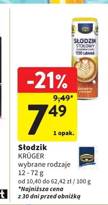 Słodzik stołowy Krüger promocja w Intermarche
