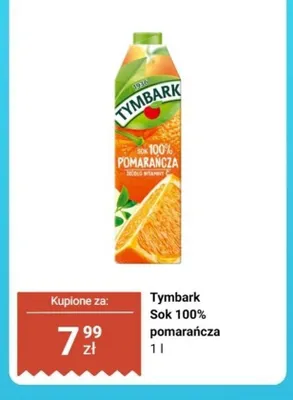 Sok 100% pomarańcza Tymbark promocja w Biedronka