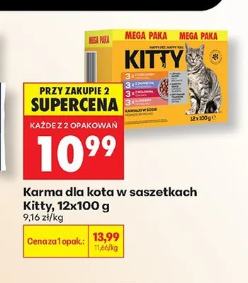 Karma dla kota w saszetkach Kitty 12-pak 100 g promocja w Biedronka