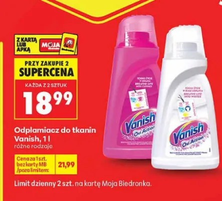 Odplamiacz do tkanin Vanish Oxi Action Crystal White promocja w Biedronka