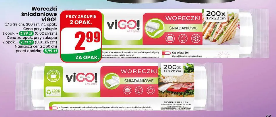 Woreczki śniadaniowe viGO! promocja w Dino