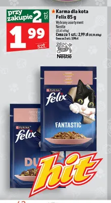 Karma dla kota Felix Fantastic z łososiem w galaretce promocja w TOPAZ