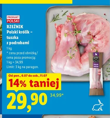 Tuszka z królika z podrobami Rzeźnik promocja w Lidl