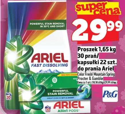 Proszek 1.65kg 30 prań/kapsułki 22 szt. do prania color fresh mountain spring Procter & Gamble promocja w TOPAZ