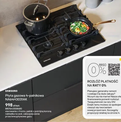 Płyta gazowa 4-palnikowa SAMSUNG NA64H3031AK promocja w Castorama