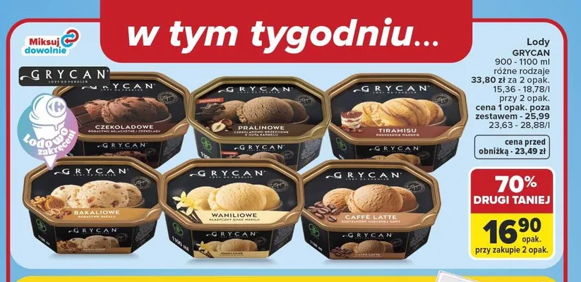 Lody czekoladowe Grycan promocja w Carrefour