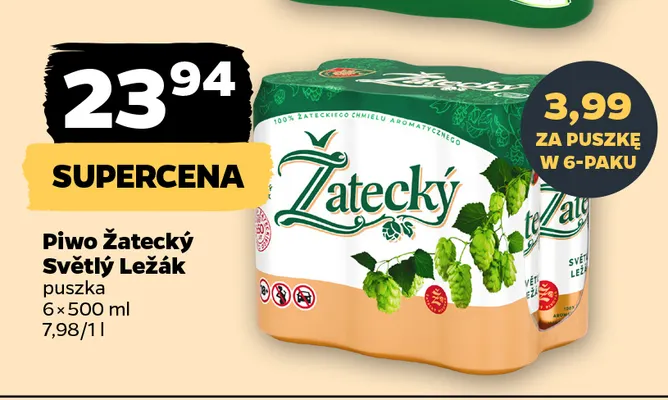 Piwo Žatecký Světlý Ležák 6-pak 500 ml promocja w Netto
