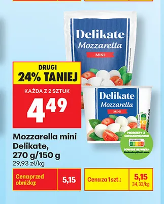 Mozzarella mini Delikate promocja w Biedronka