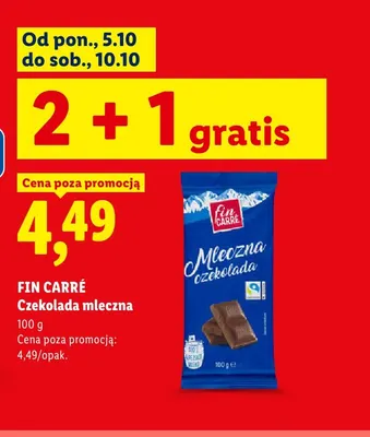 Czekolada mleczna Fin Carré promocja w Lidl