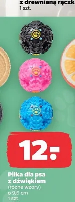 Piłka dla psa z dźwiękiem śr. 9,5cm promocja w Netto