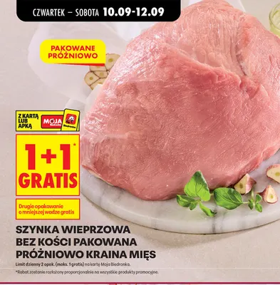 Szynka wieprzowa bez kości pakowana próżniowo Kraina Mięs promocja w Biedronka