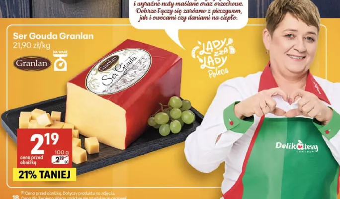 Ser gouda Granlan promocja w Delikatesy Centrum