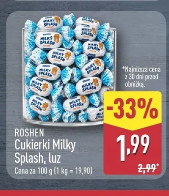 Cukierki Milky Splash luz Roshen promocja w Aldi