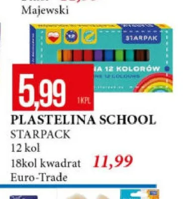 Plastelina School Starpack 18 kol kwadrat promocja w Leclerc