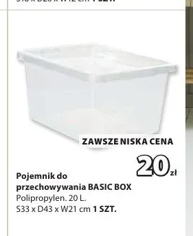 Pojemnik do przechowywania BASIC BOX 20 l promocja w Jysk